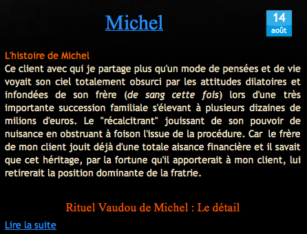 Témoignage de Michel sur Nathaniel Sorcier Vaudou